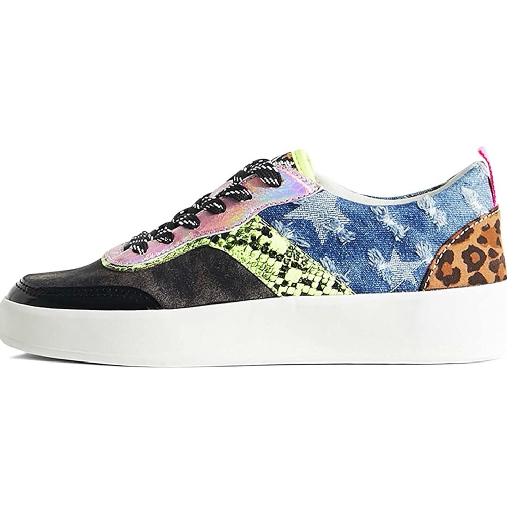 Euc Desigual Fancy Crazy Patch Multicoloured Snea… - image 4